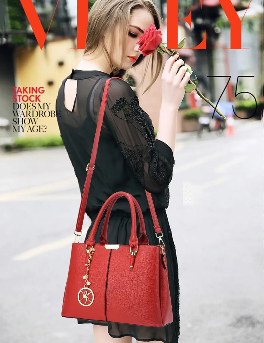 Purse and Handbags for Women, 3 Zip Compartments Tote Bag Designer Shoulder Purse Top Handle Satchel Bags