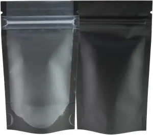 QQ Studio Pack of 100 Translucent Front Matte Black Poly Plastic Resealable Bags (1.7oz (4" x 6"), Stand-Up Pouch)
