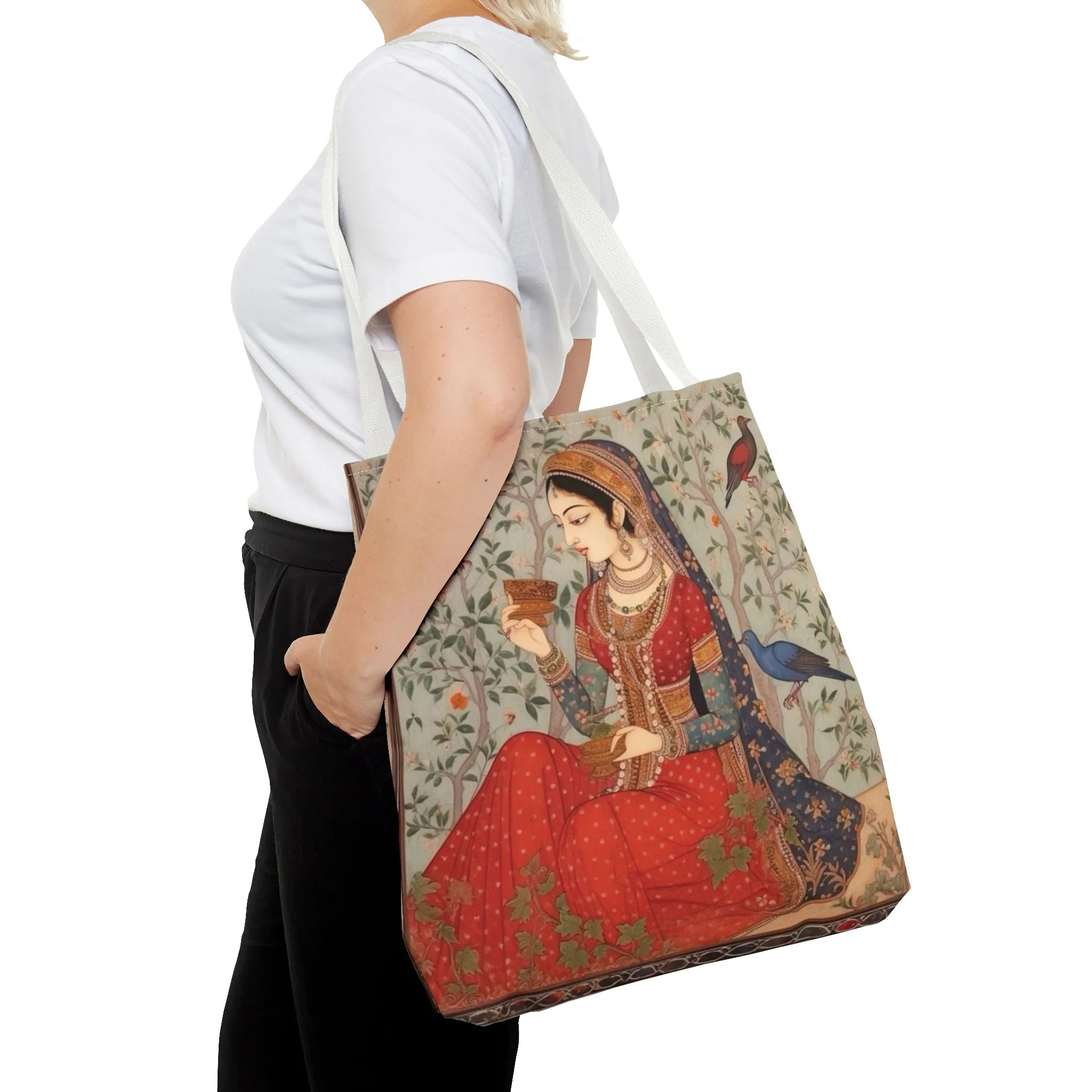 "Maryam" – Mughal Classical Dancer Art Tote Bag - Elegant Indian Art Design
