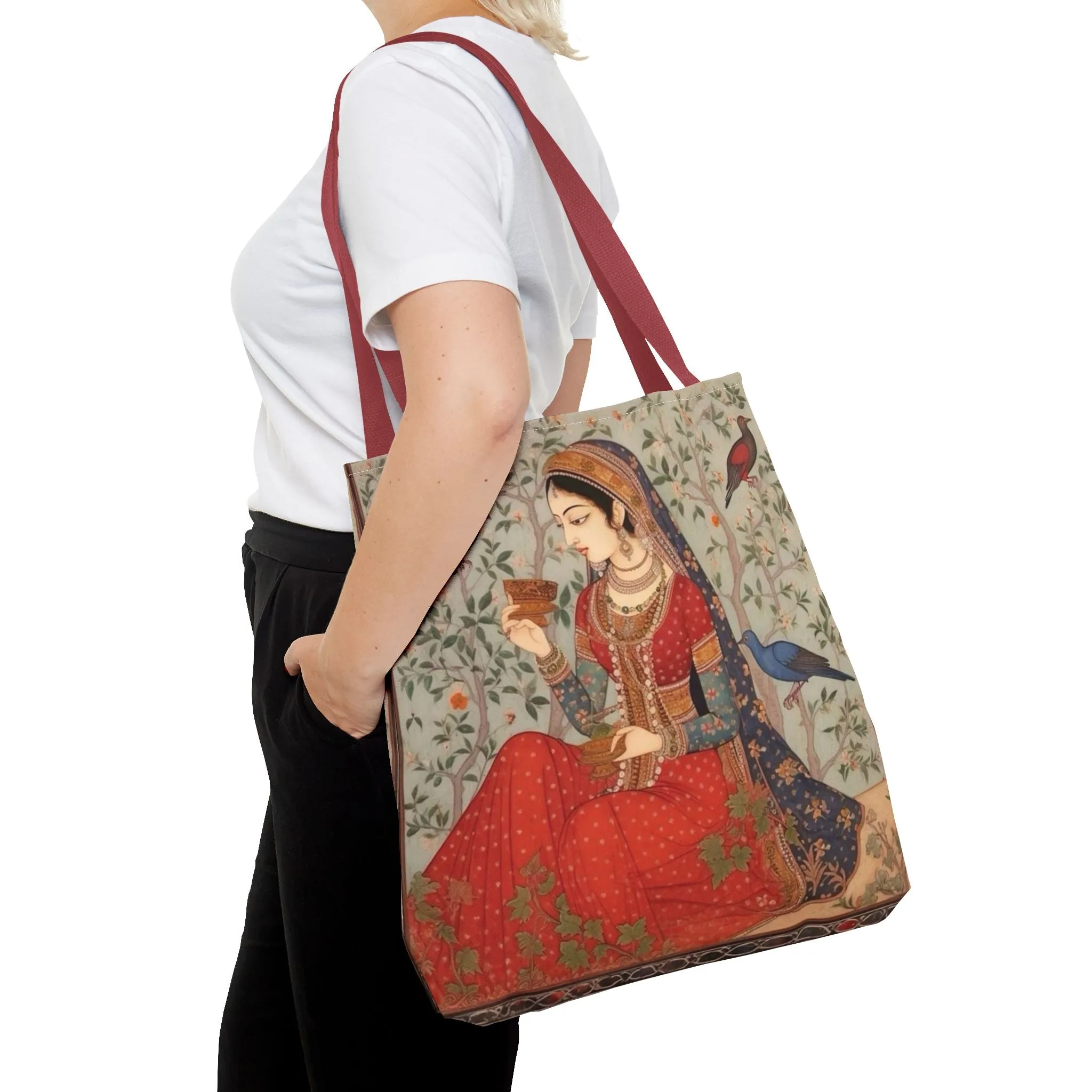 "Maryam" – Mughal Classical Dancer Art Tote Bag - Elegant Indian Art Design