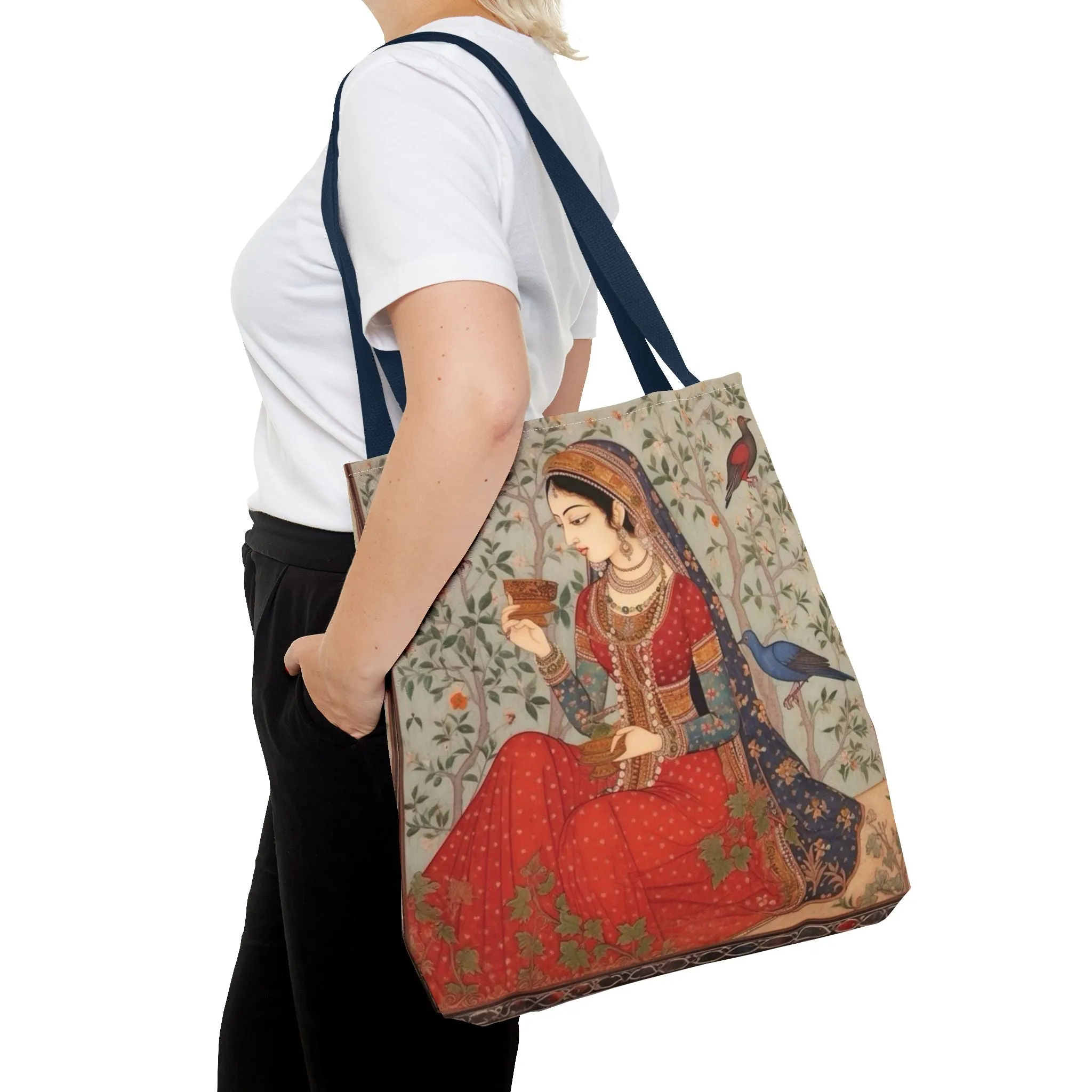 "Maryam" – Mughal Classical Dancer Art Tote Bag - Elegant Indian Art Design