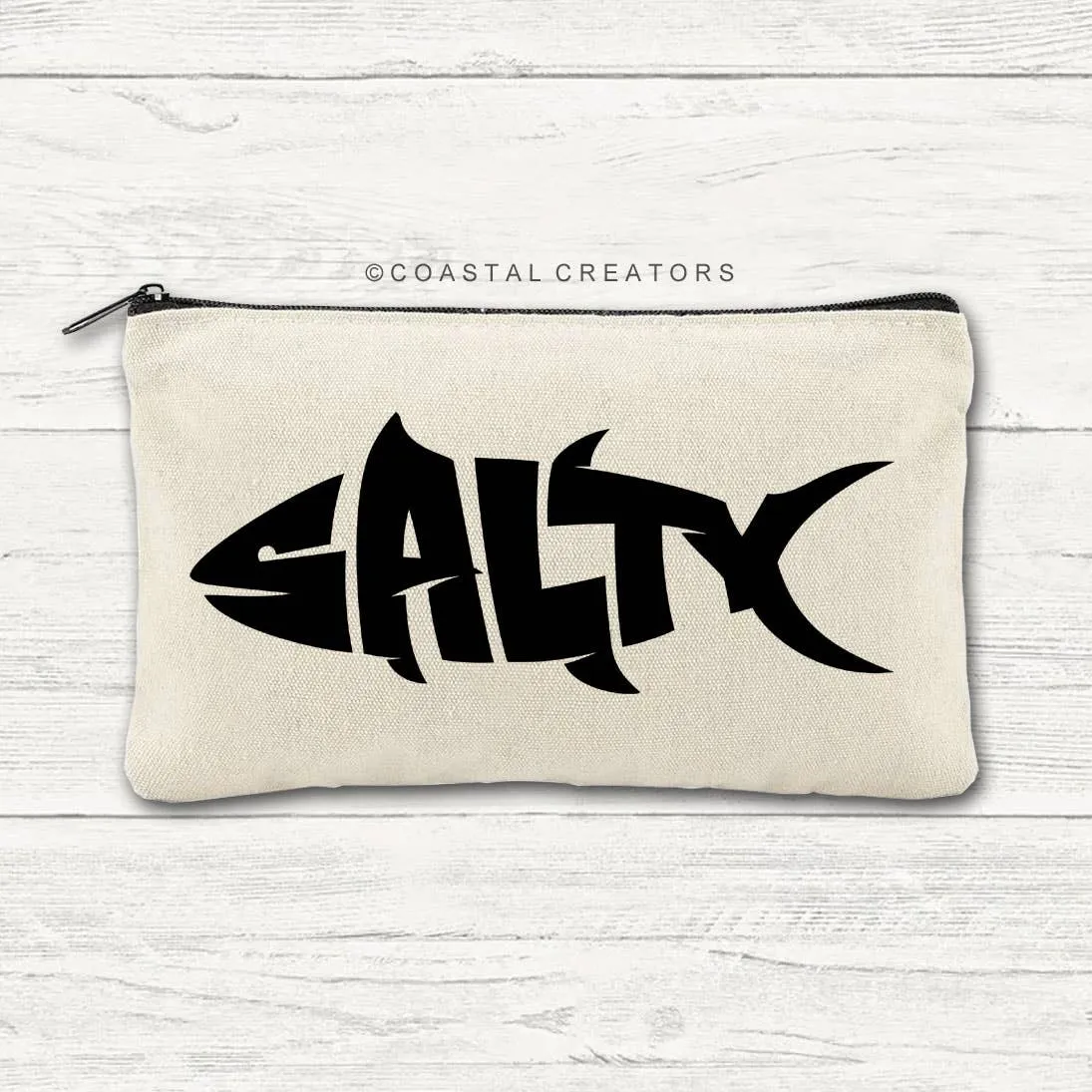 "Salty Fish" Canvas Multi-Purpose Zipper Bag (Unlined)