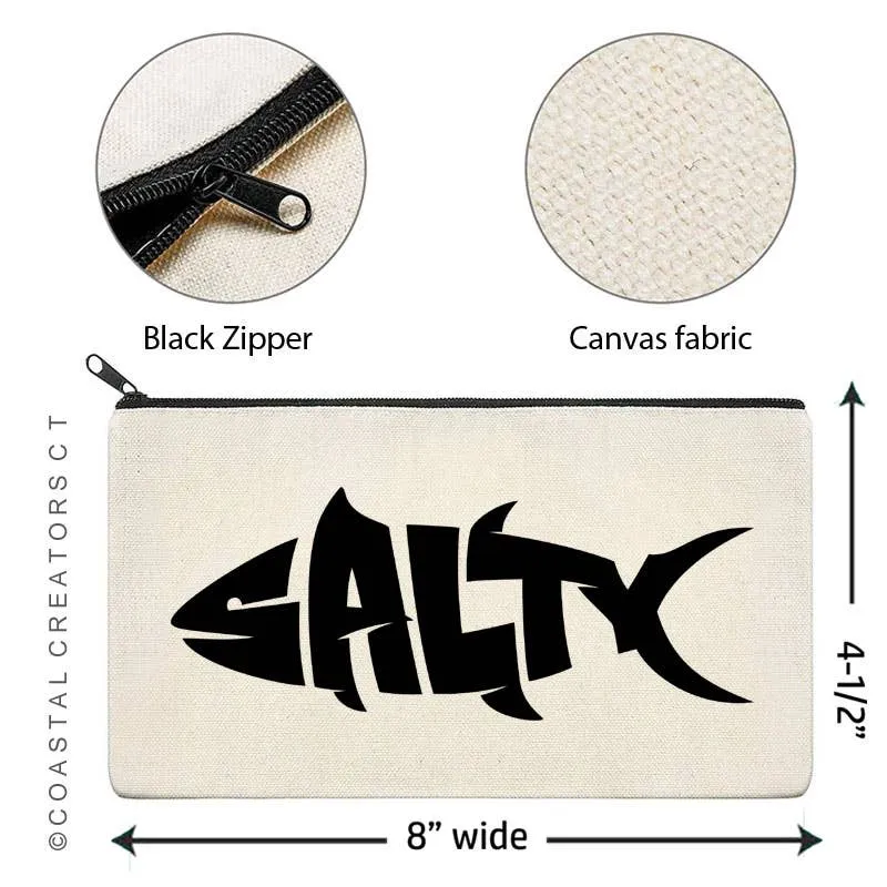 "Salty Fish" Canvas Multi-Purpose Zipper Bag (Unlined)