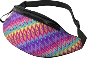Rainbow Geometry Fanny Pack Waist Bag Adjustable Belt Bag For Men Women Traveling Hiking Cycling Running