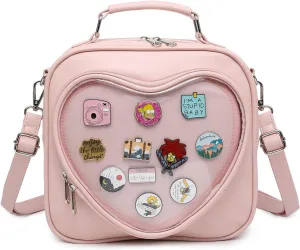 RAINBOW SMILE Ita Bag Multi-Purpose Backpack Crossbody Heart Purse Kawaii Pin Display with Insert