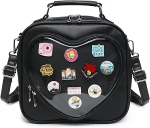 RAINBOW SMILE Ita Bag Multi-Purpose Backpack Crossbody Heart Purse Kawaii Pin Display with Insert