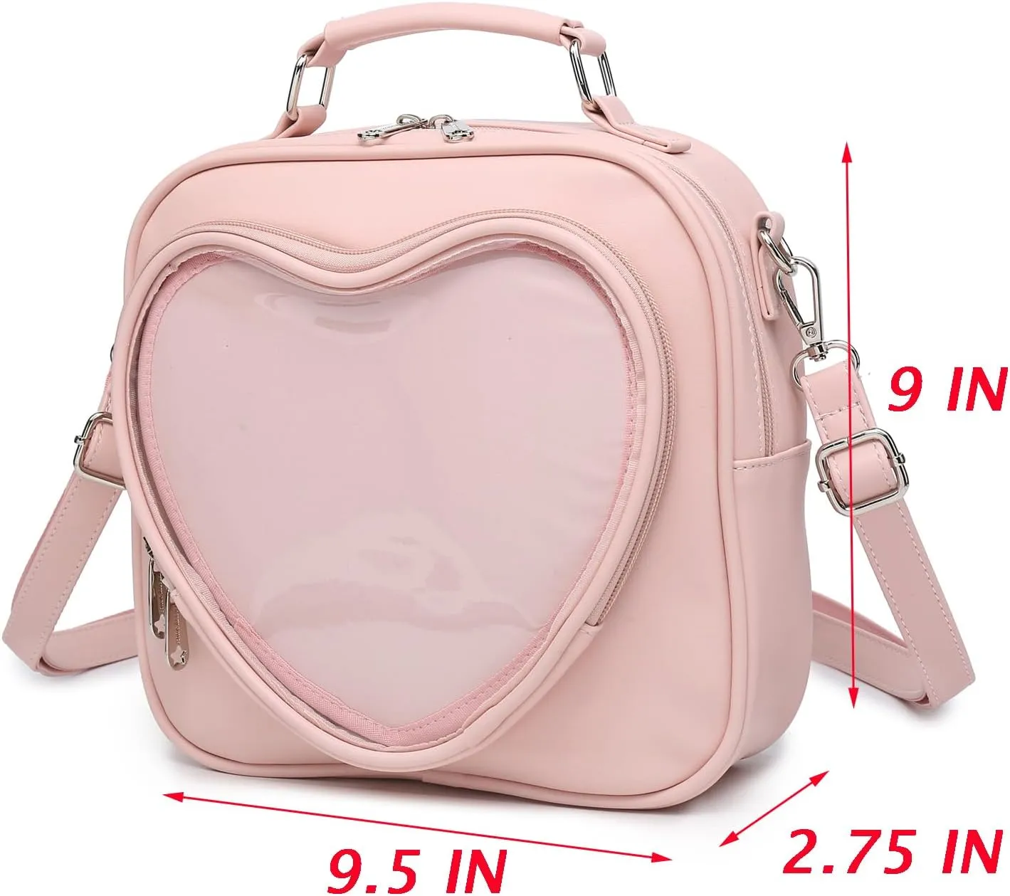 RAINBOW SMILE Ita Bag Multi-Purpose Backpack Crossbody Heart Purse Kawaii Pin Display with Insert