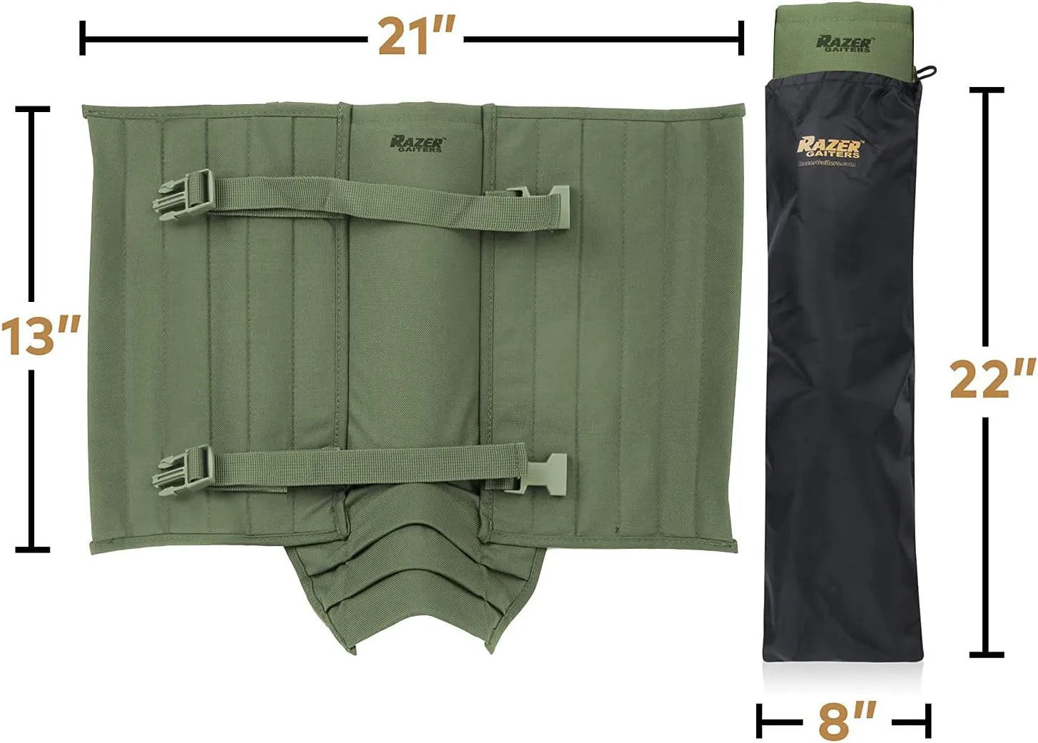 Razer Snake Gaiters for Hiking, Hunting - Snake Bite Protection Guards for Legs with Carry Bag, Heavy Duty, Adjustable Lightweight Flexible Design fits Men, Women - Lab Tested in USA