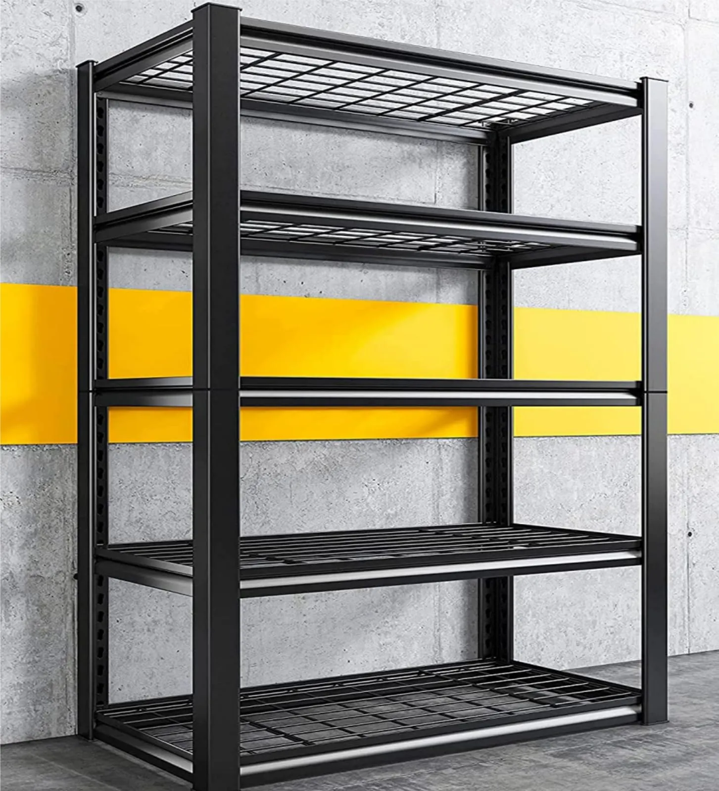 REIBII Garage Shelving, 72" Garage Storage Shelves Heavy Duty Shelving Units and Storage Loads 2000LBS, Adjustable 5 Tier Metal Shelving for Garage