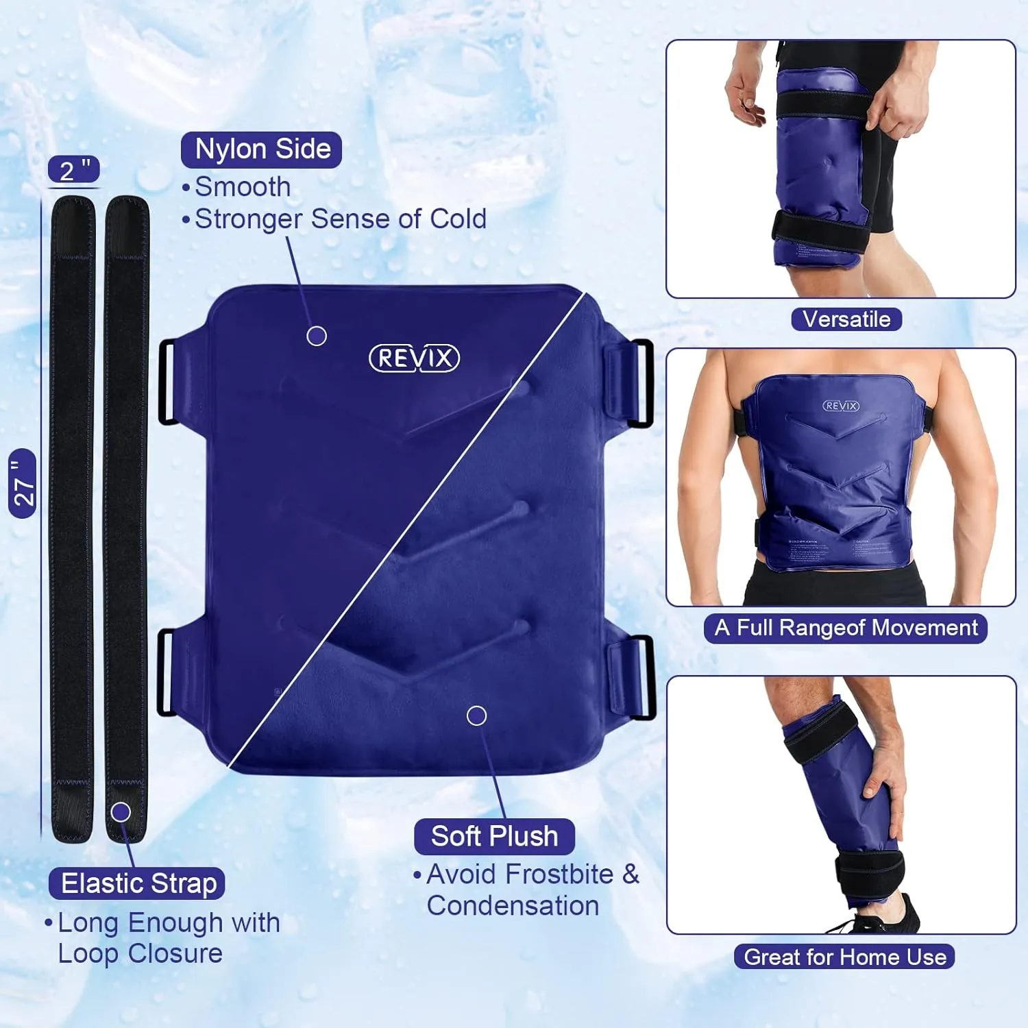 REVIX Ice Pack for Hip Replacement, Flexible Gel Cold Pack for Discomfort Relief, Hip Ice Compression Wrap Cold Compress Therapy, Navy