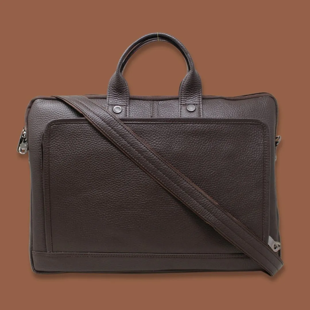 Reyansh Brown Genuine Leather Laptop Messenger Bag-Gs