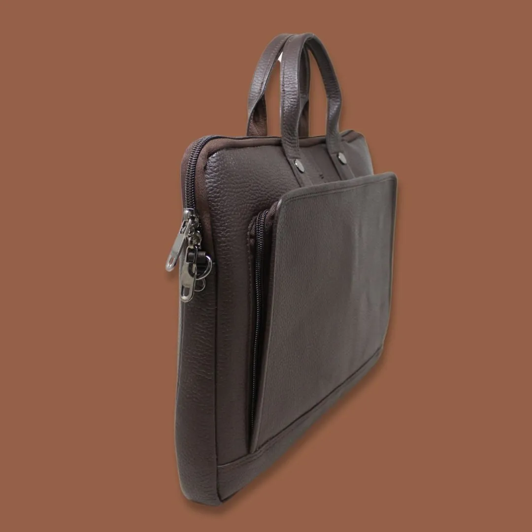 Reyansh Brown Genuine Leather Laptop Messenger Bag-Gs