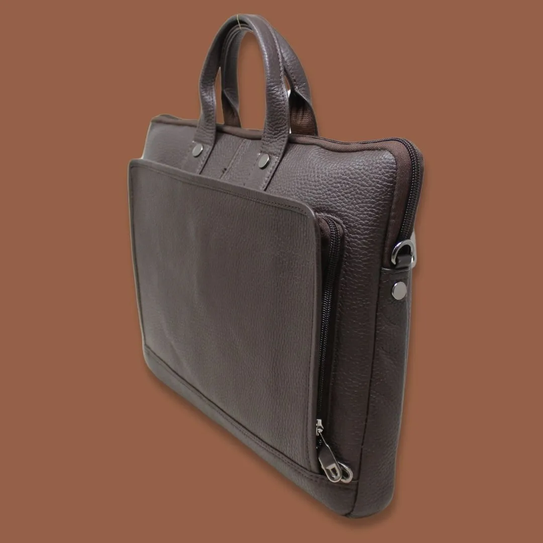 Reyansh Brown Genuine Leather Laptop Messenger Bag-Gs