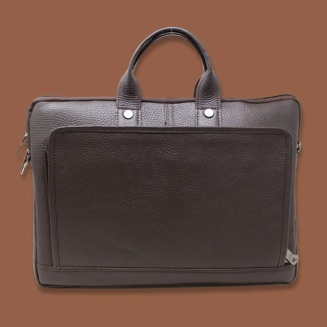 Reyansh Brown Genuine Leather Laptop Messenger Bag-Gs