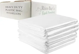 Rhino Bag: 55 Gal Capacity Heavy Duty and Waterproof Large Clear Plastic Storage Bags Jumbo Size for Clothes, Comforters, Luggage, Bedding, Travel Supplies, Packing and Moving - Reusable