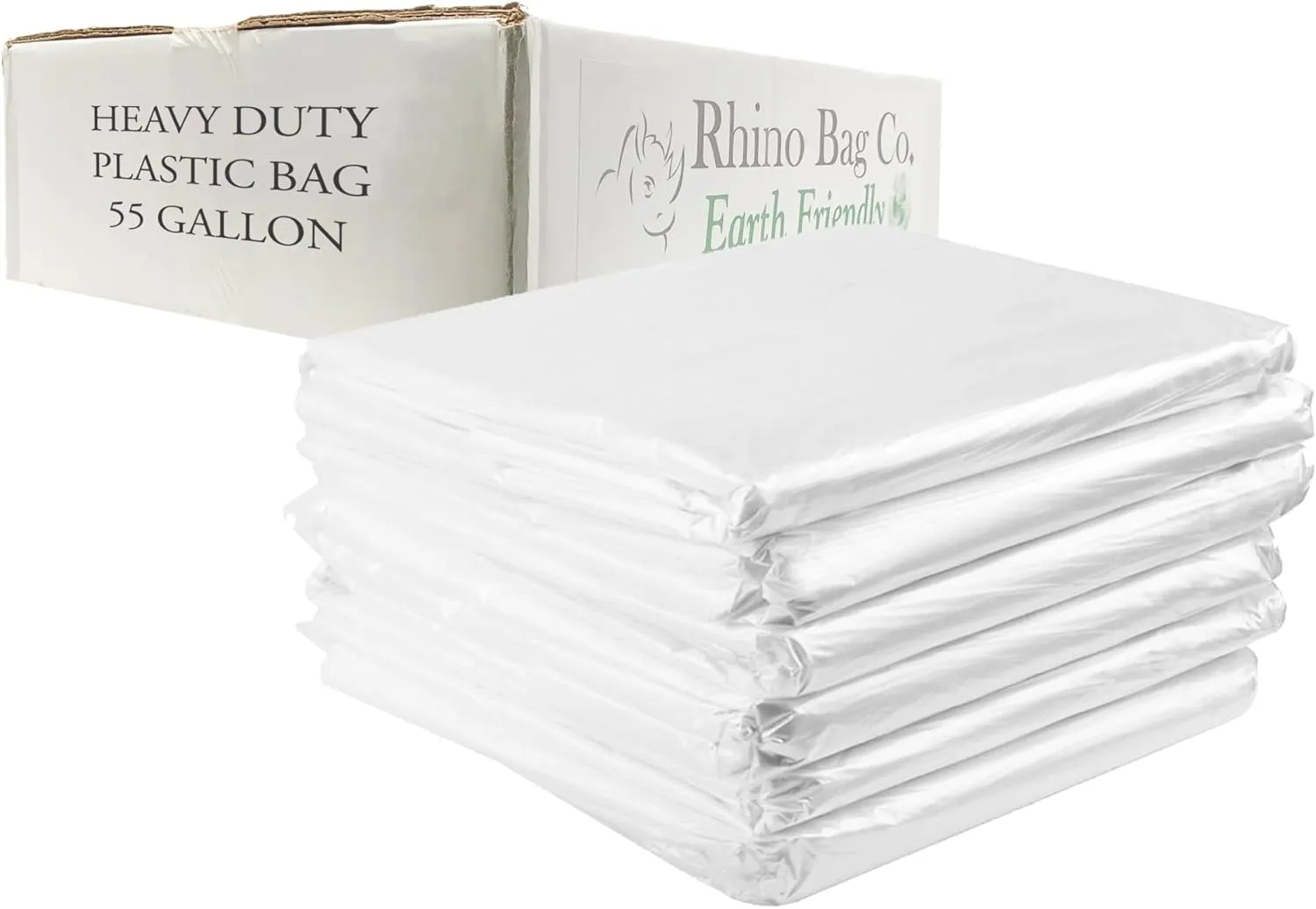 Rhino Bag: 55 Gal Capacity Heavy Duty and Waterproof Large Clear Plastic Storage Bags Jumbo Size for Clothes, Comforters, Luggage, Bedding, Travel Supplies, Packing and Moving - Reusable