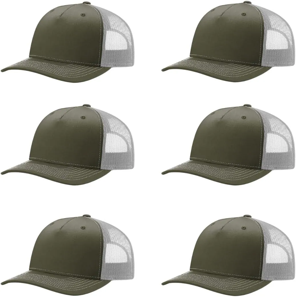 Richardson 112FP & 112PFP Classic Fit Five-Panel Adjustable Snapback Trucker Cap | OSFM | Bulk Packs Available
