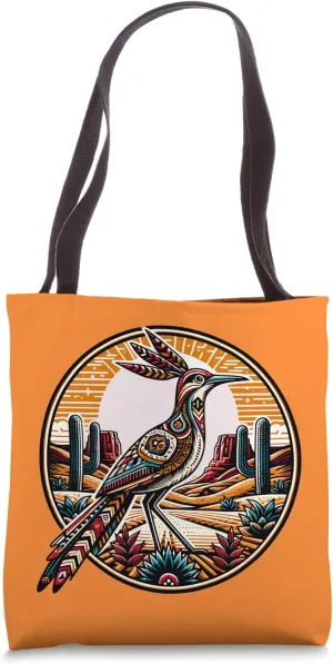 Roadrunner Retro Boho Desert Cactus Tote Bag