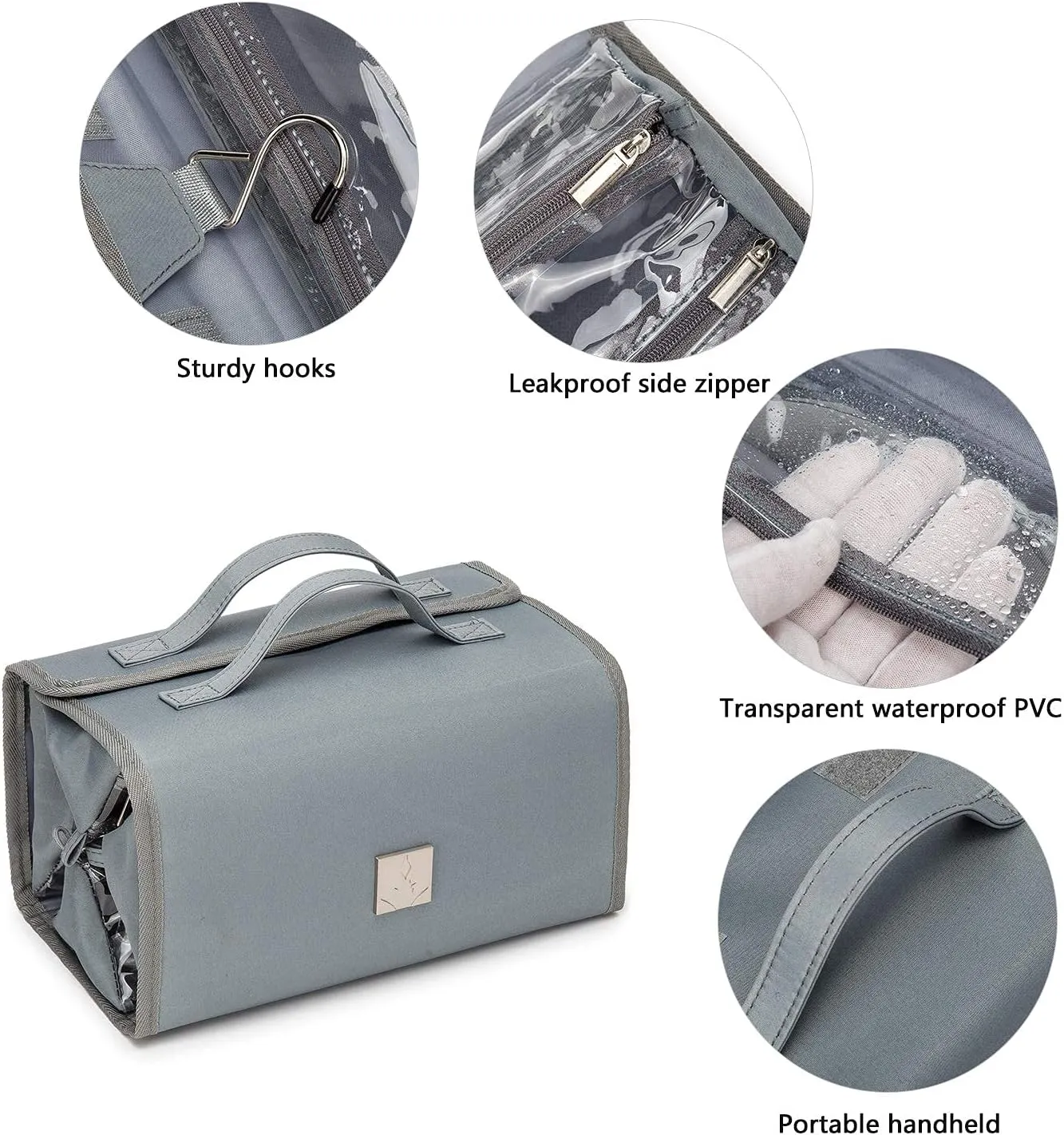 Roll Up Makeup Bag, Travel Toiletry Bag for Women with 4 Clear TSA Approved Pouches, Hanging Travel Organizer, Folding Cosmetic Bag for Men and Women