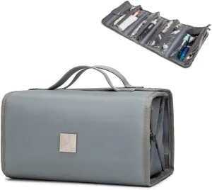 Roll Up Makeup Bag, Travel Toiletry Bag for Women with 4 Clear TSA Approved Pouches, Hanging Travel Organizer, Folding Cosmetic Bag for Men and Women