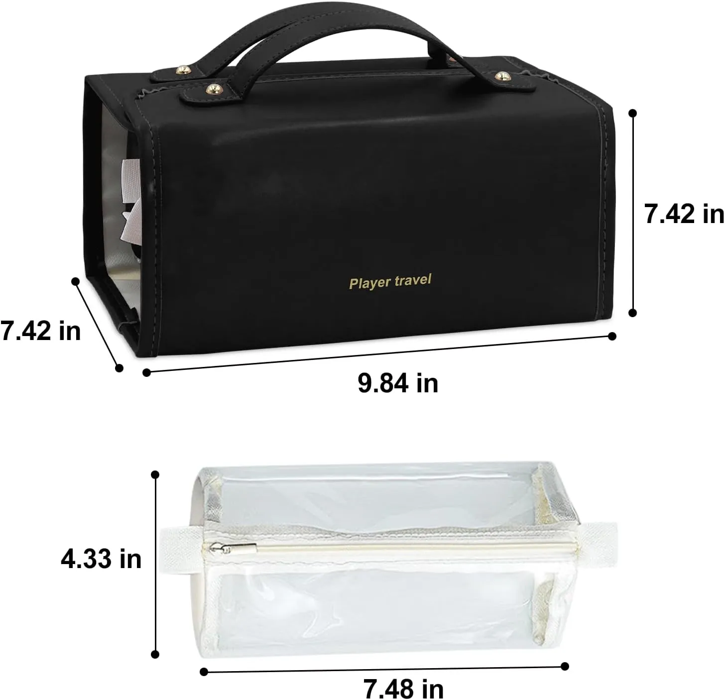 Roll up Makeup Bag, Travel Toiletry Bag, Multi-compartment Transparent Cosmetic Bag, Portable Waterproof Detachable Hanging Toiletry Bag.