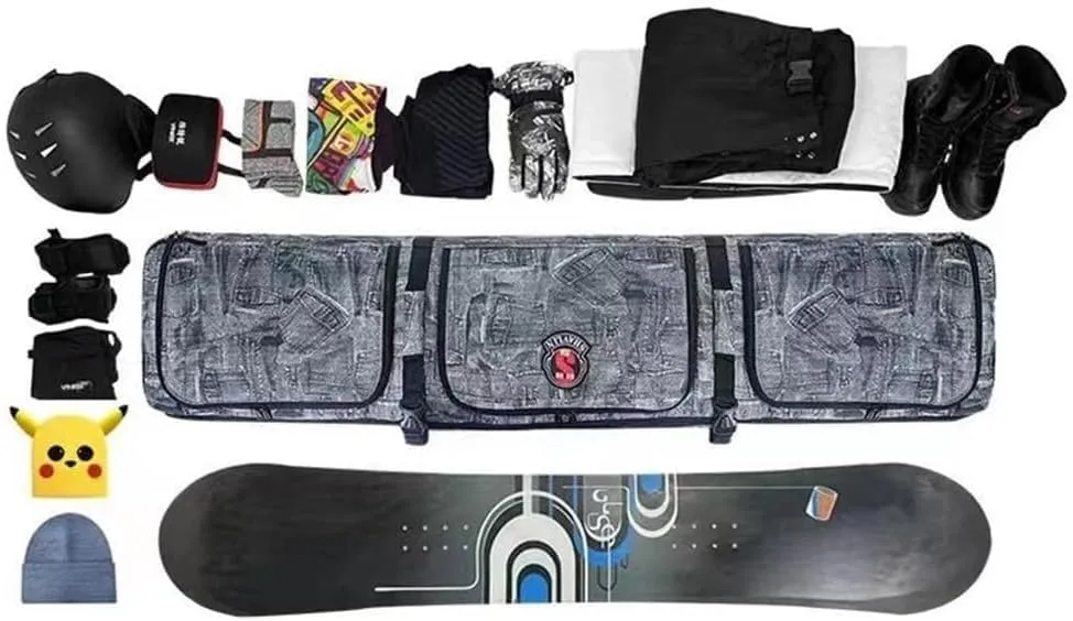 Rolling Double Ski Bag,Sport Tent Padded Snowboard Bag with Wheels Travel Bag,for Skis Single Snowboard and Snowboard Boots