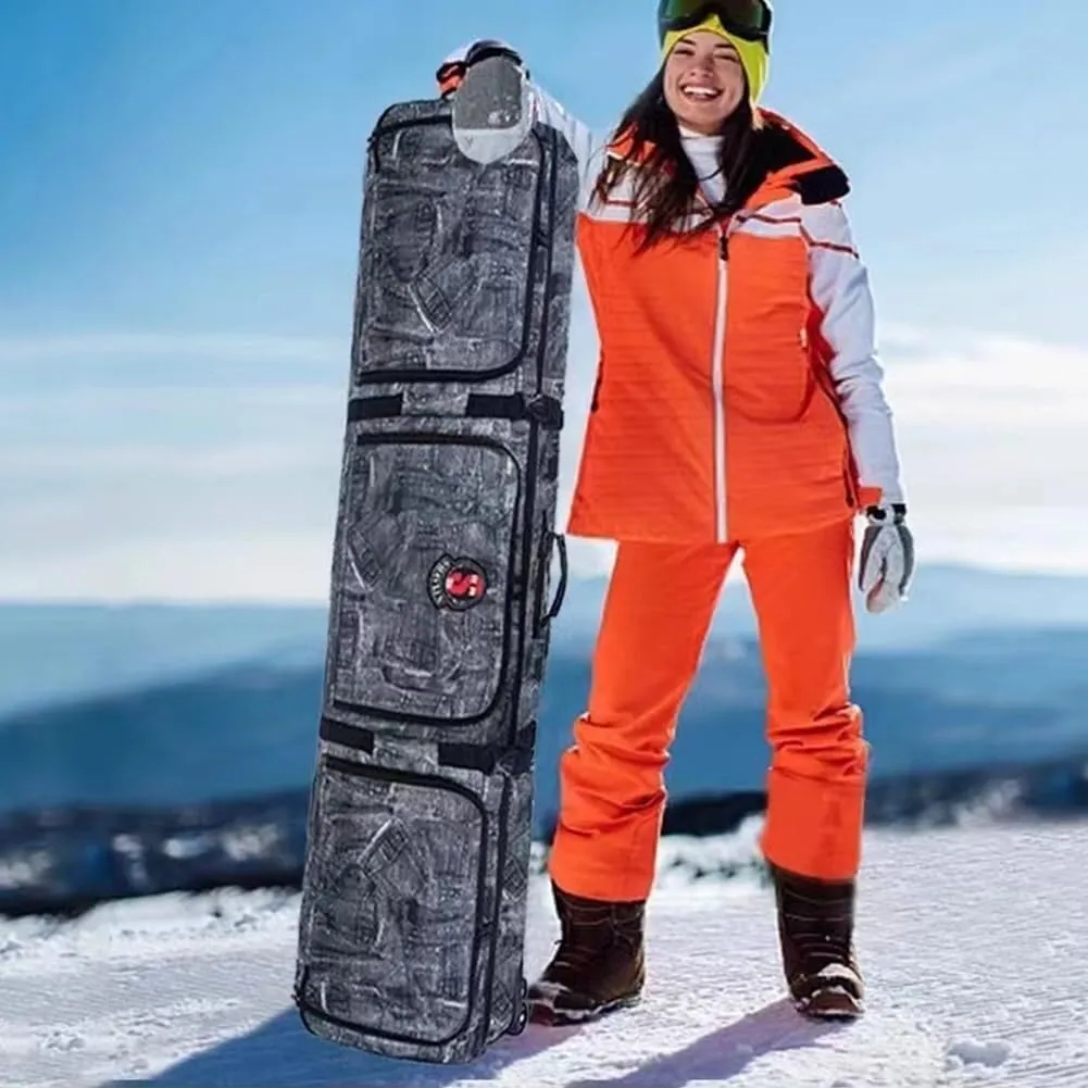 Rolling Double Ski Bag,Sport Tent Padded Snowboard Bag with Wheels Travel Bag,for Skis Single Snowboard and Snowboard Boots