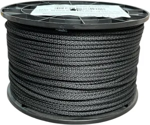 Rope 1/4" 500 ft Black Polyester Braided - All-Purpose Rope – Fishing, Camping, Crafting, Hammock, Clothesline, Hiking, Flag Pole, Indoor & Outdoor – Polyester Nylon Rope Black Made in USA