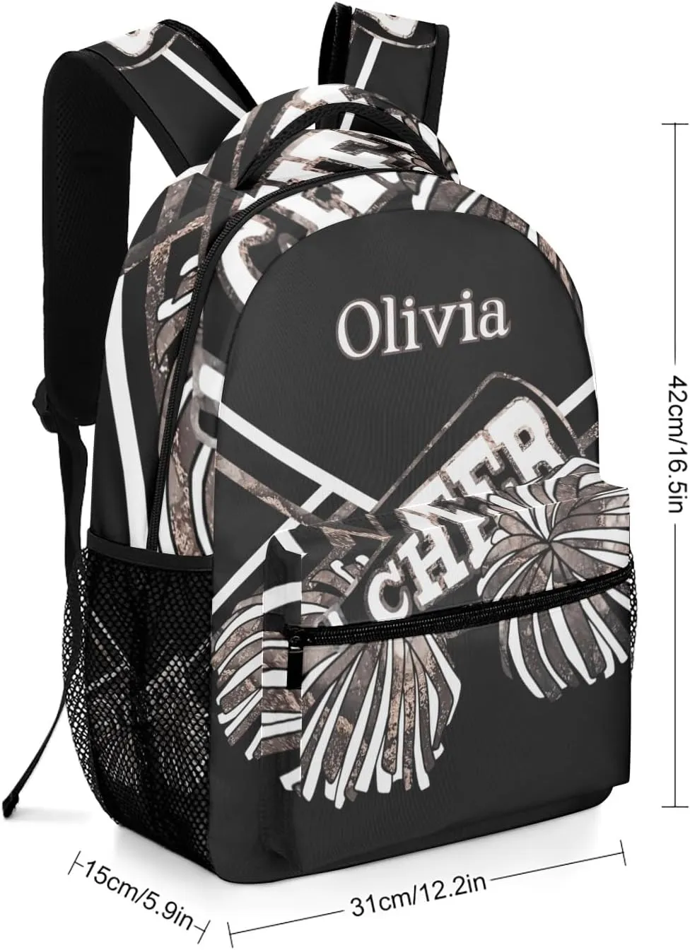 Rose Golden Cheer Custom Text Name Unisex Daily Bag Multi-Function Casual Sport Backpack