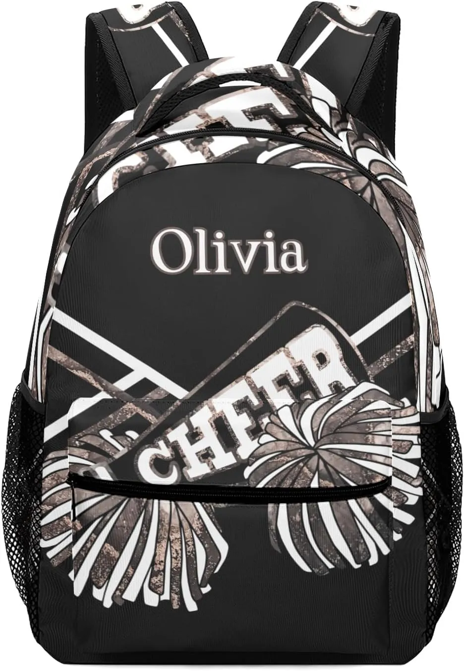 Rose Golden Cheer Custom Text Name Unisex Daily Bag Multi-Function Casual Sport Backpack