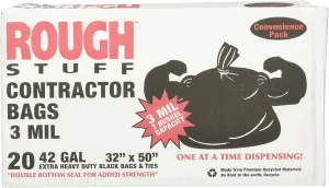 Rough Stuff 42 Gallon 3 Mil Contractor Bags 1 Box 20 Bags