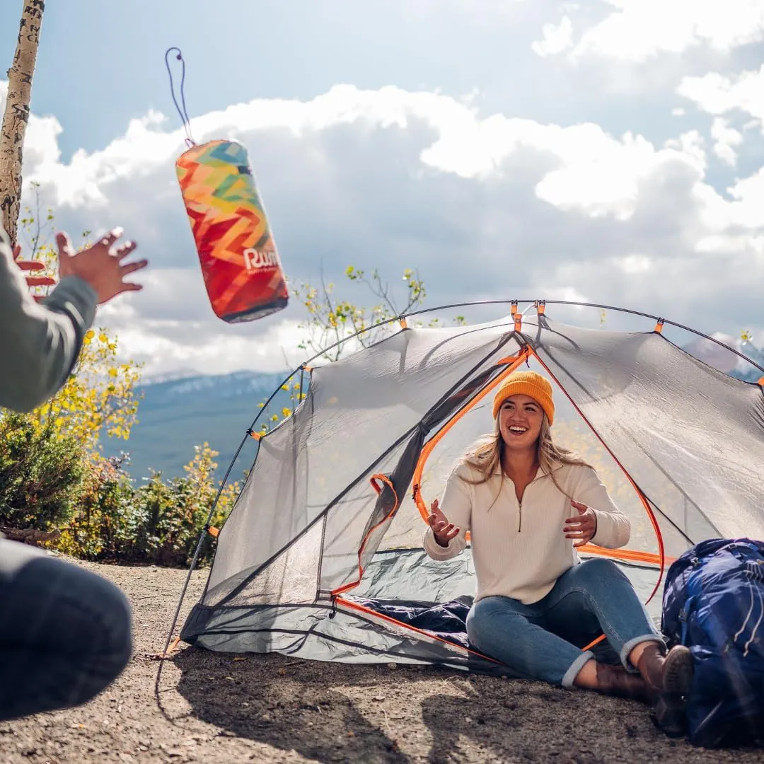 Rumpl Original Puffy Blanket - Warm Puffy Camping Blanket, 100% Recycled Polyester Insulation, Lightweight, Packable, Water-Resistant, Outdoor Puffer Blanket, 52"x75", V1, Geo Fresh