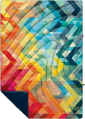 Rumpl Original Puffy Blanket - Warm Puffy Camping Blanket, 100% Recycled Polyester Insulation, Lightweight, Packable, Water-Resistant, Outdoor Puffer Blanket, 52"x75", V1, Geo Fresh