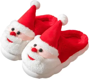 Rungion Furry House Slippers for Women Men Christmas Halloween Warm Soft Indoor Slippers Cute Elk Snowman Tree Winter Slides
