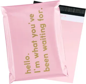 RUSPEPA Poly Mailer Shipping Bag with Self Sealing, Business Text Printed Design, 50 Packs 14.5 x 19 inches, Pink