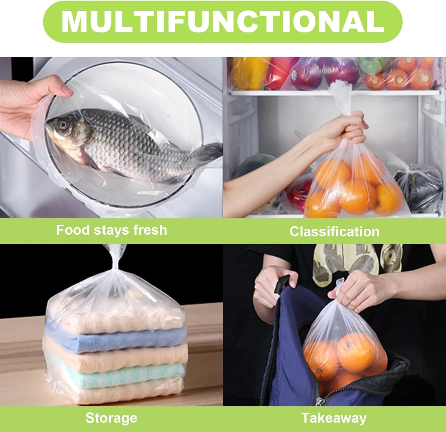 RyhamPaper 12" x 20" Food Storage Bags Plastic Produce Bag, Grocery Clear Bag for Fruits, Vegetable, Bread, Plastic Bags, Food Storage Clear Bags, 350 Bags (1 Roll)