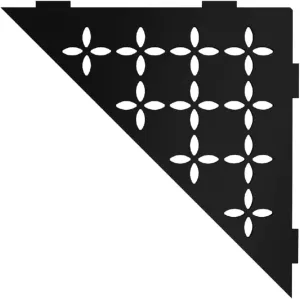 Schluter Triangular Corner Shelf for Tiled Walls - Floral Design, Aluminum Material, Matte Black Finish, 3/32” Thick Anchoring Tabs - SES1D5MGS