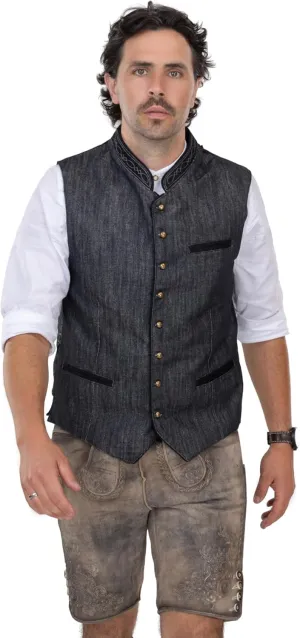 Schöneberger Trachten men’s traditional Lederhosen vest classic Oktoberfest loden vest, vintage German waistcoat Thurgau