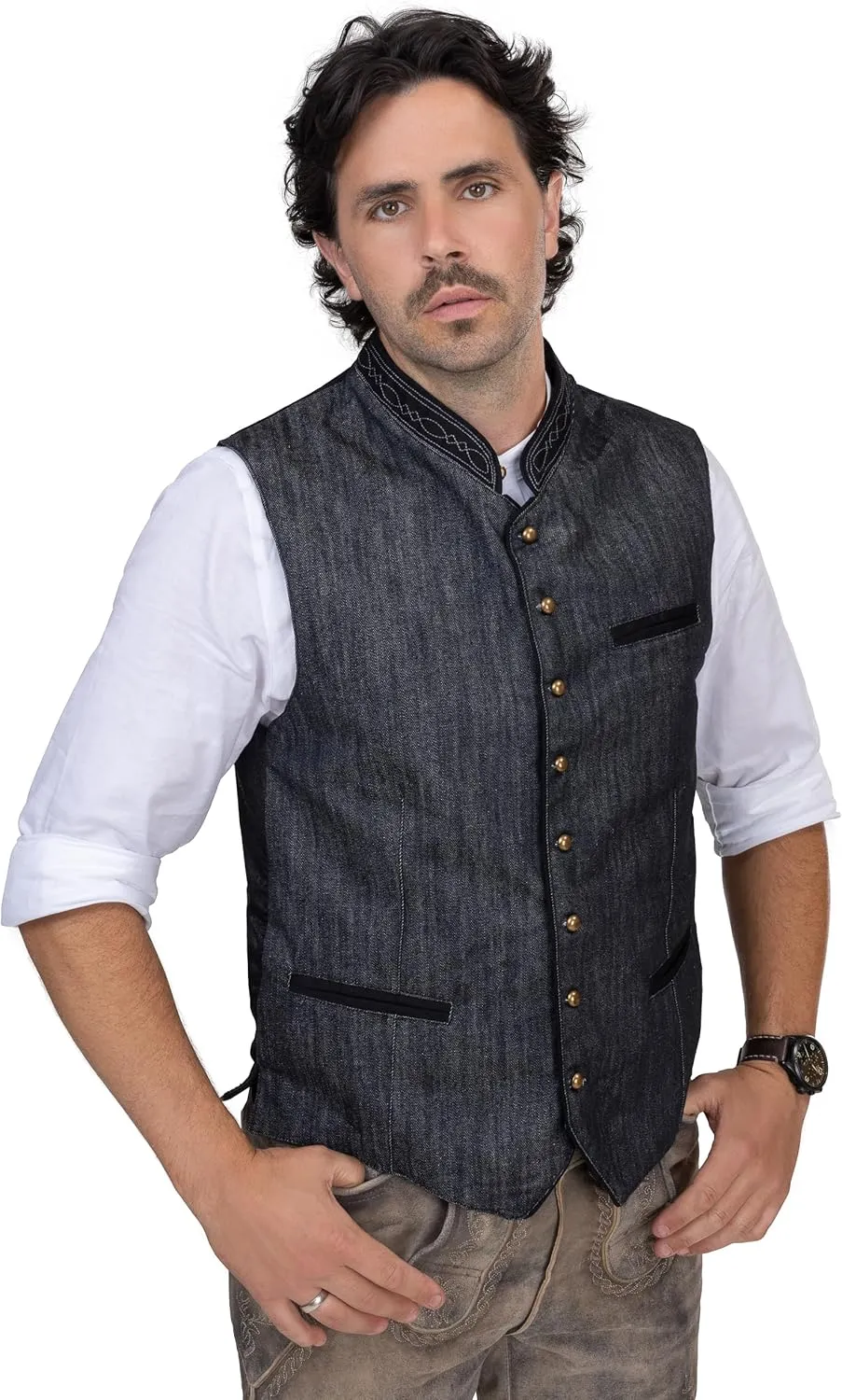 Schöneberger Trachten men’s traditional Lederhosen vest classic Oktoberfest loden vest, vintage German waistcoat Thurgau