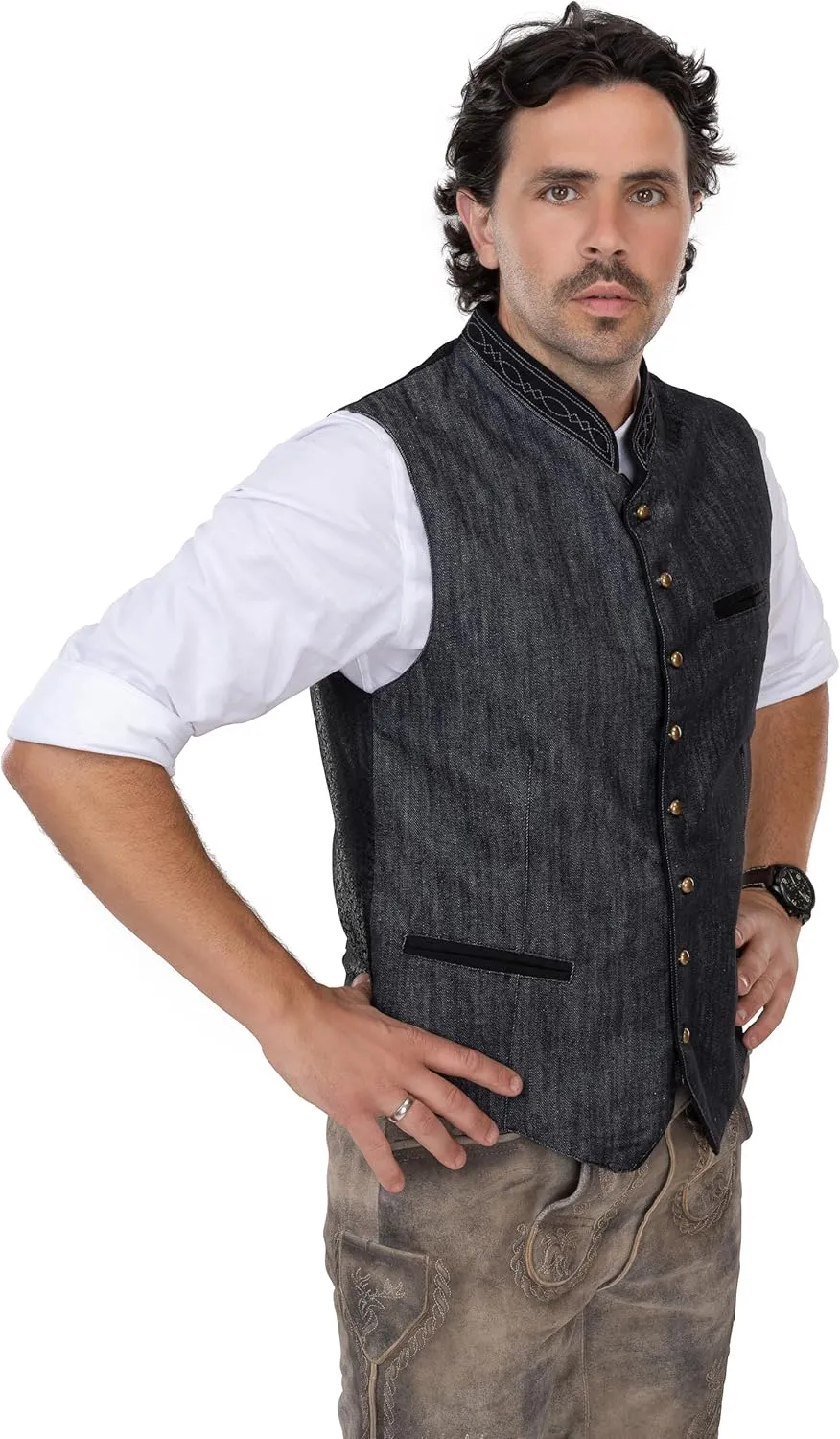 Schöneberger Trachten men’s traditional Lederhosen vest classic Oktoberfest loden vest, vintage German waistcoat Thurgau