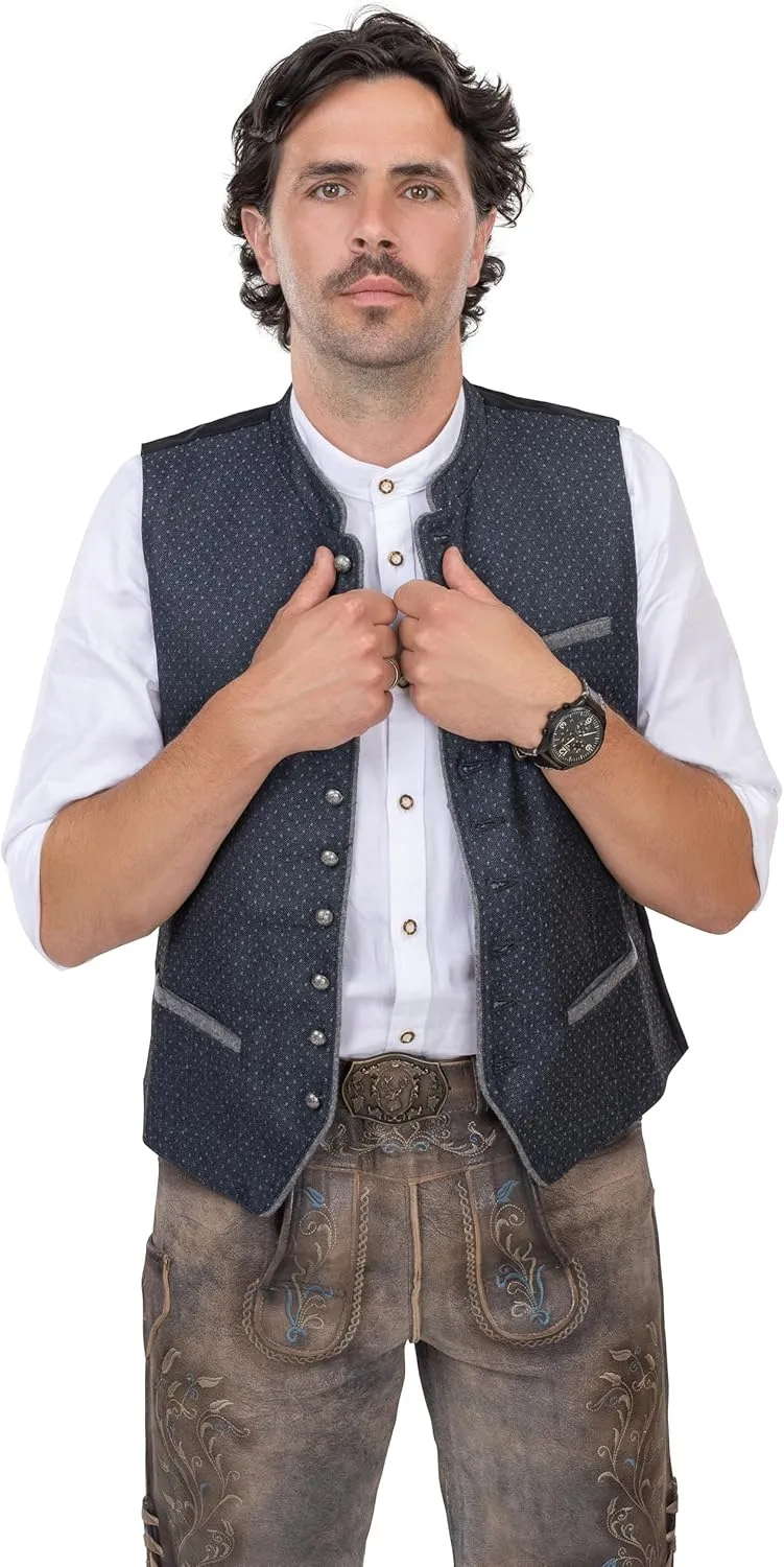 Schöneberger Trachten men’s traditional Lederhosen vest classic Oktoberfest loden vest, vintage German waistcoat Thurgau