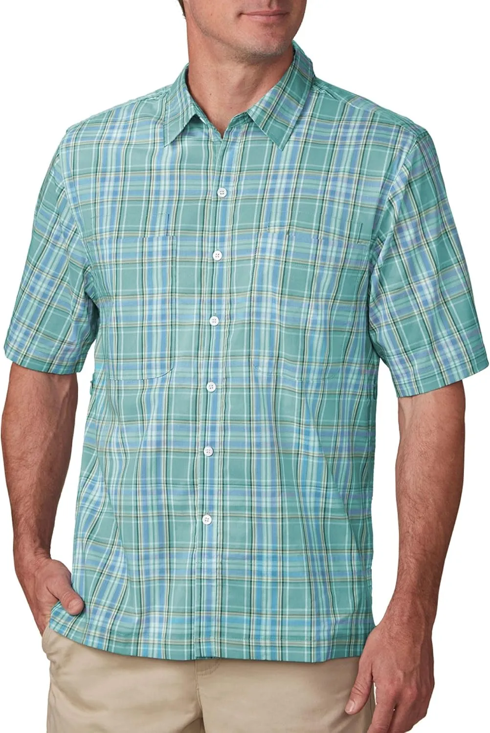 SCOTTeVEST Docksider Shirt for Men - 7 Hidden Pockets - Lightweight Casual Button Down T-Shirt for Travel & More