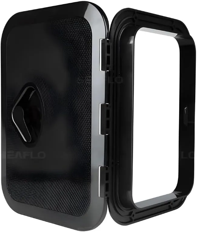 SEAFLO Marine Boat Deck Rectangular Access Hatch - White/Black, Lock and Key/Regular