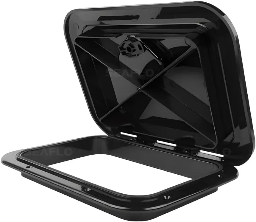 SEAFLO Marine Boat Deck Rectangular Access Hatch - White/Black, Lock and Key/Regular