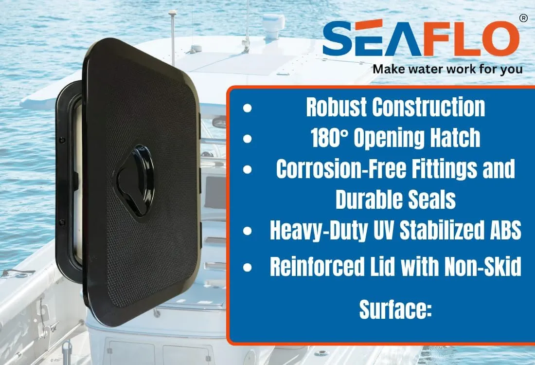 SEAFLO Marine Boat Deck Rectangular Access Hatch - White/Black, Lock and Key/Regular