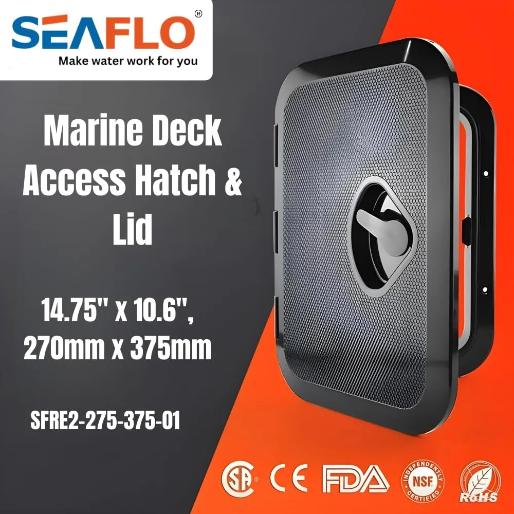 SEAFLO Marine Boat Deck Rectangular Access Hatch - White/Black, Lock and Key/Regular