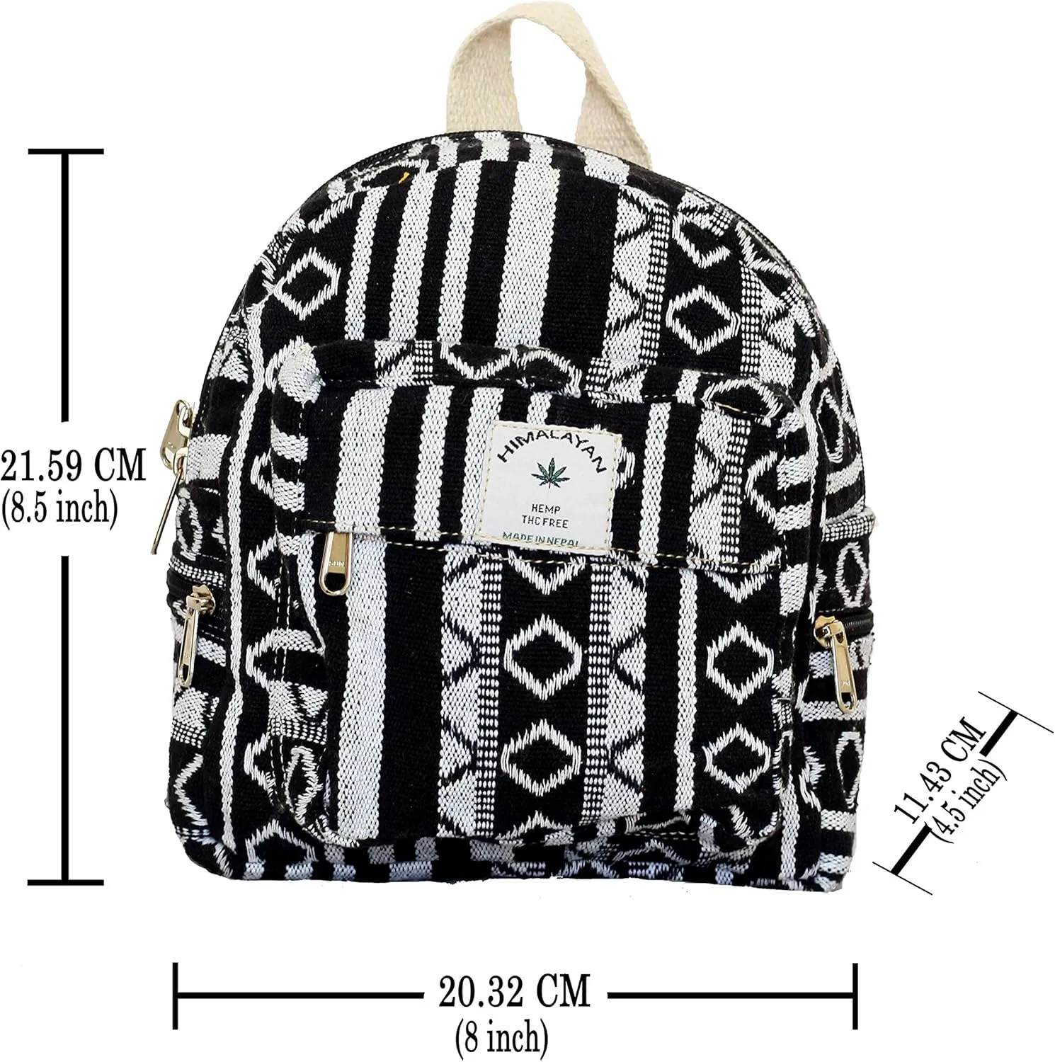 Set Of Mini Backpack Pen case Coin Purse Hemp University Light Weight Backpack For Girl Black and White Small Small Backack