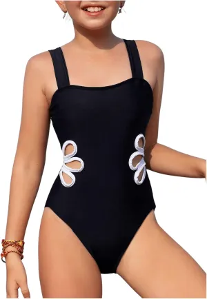 SHENHE Girl's Colorblock Cut Out One Piece Swimsuit Beach Sports Swimwear Bathing Suit