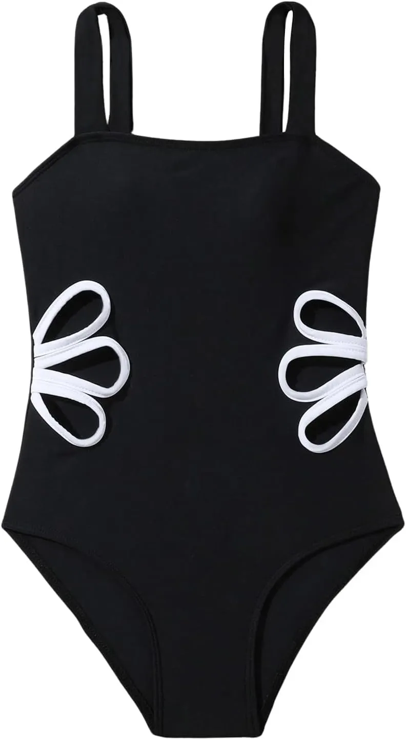 SHENHE Girl's Colorblock Cut Out One Piece Swimsuit Beach Sports Swimwear Bathing Suit