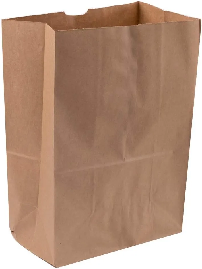Shop&Save Large Paper Grocery Bags, 12x7x17 Kraft Brown Heavy Duty Barrel Sack 57 Lbs ,Grocery Shopping Takeout Bags 50
